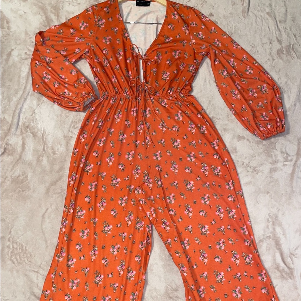 ASOS jumpsuit size 6 orange floral - Picture 1 of 11